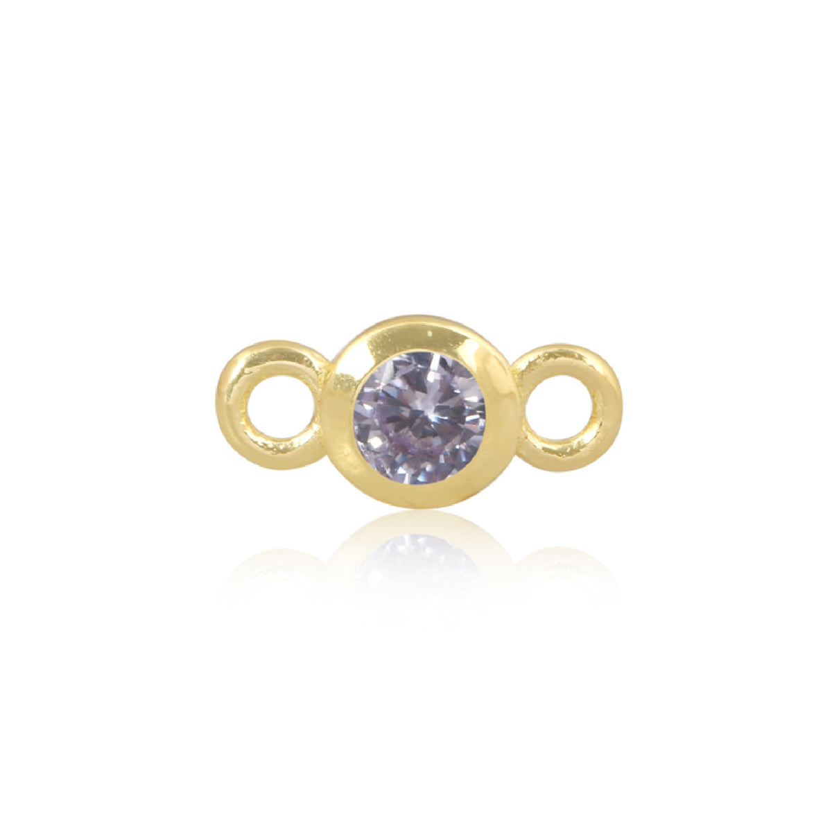 Perma Jewel 14ct Gold Vermeil CZ Birthstone Connector 4mm