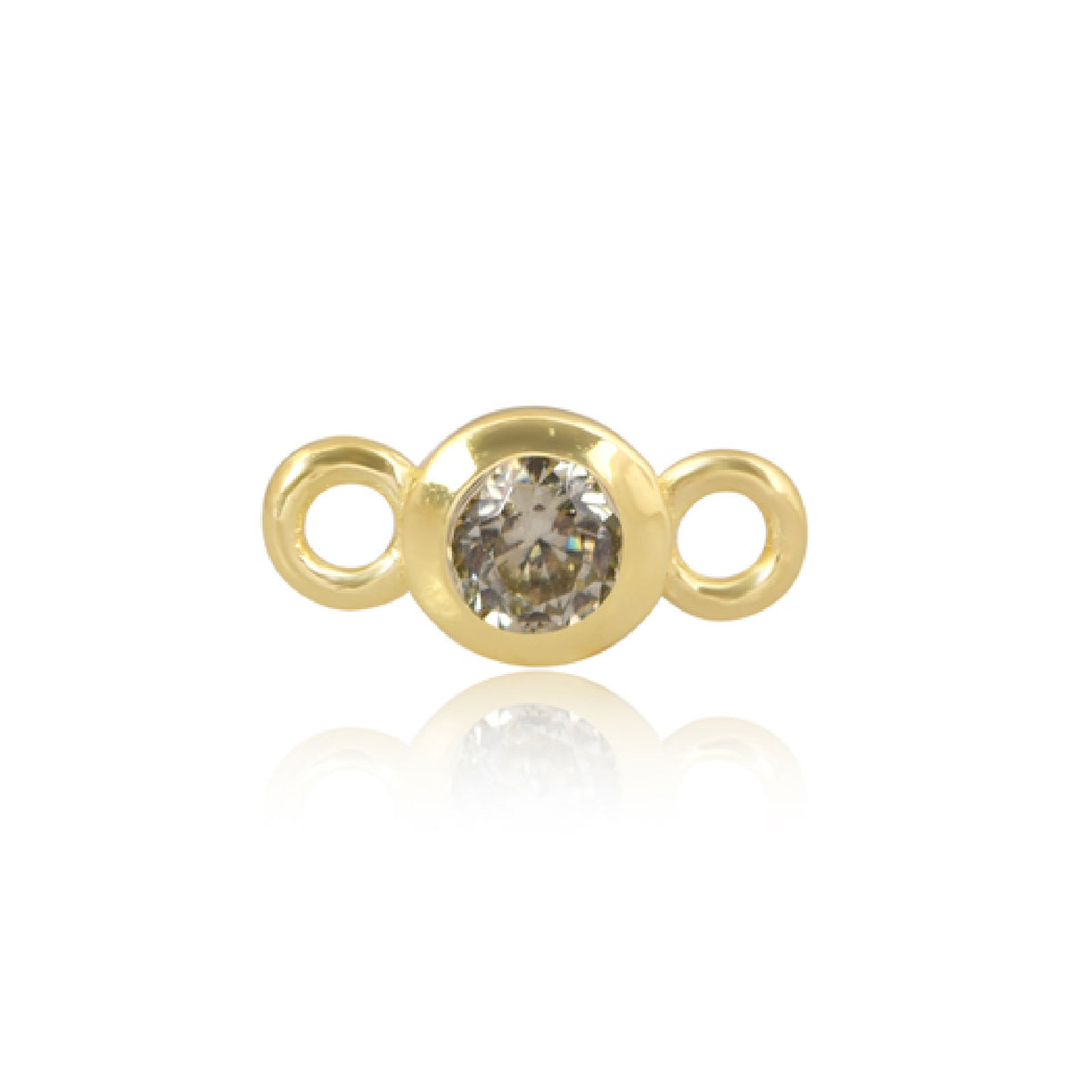Perma Jewel 14ct Gold Vermeil CZ Birthstone Connector 4mm
