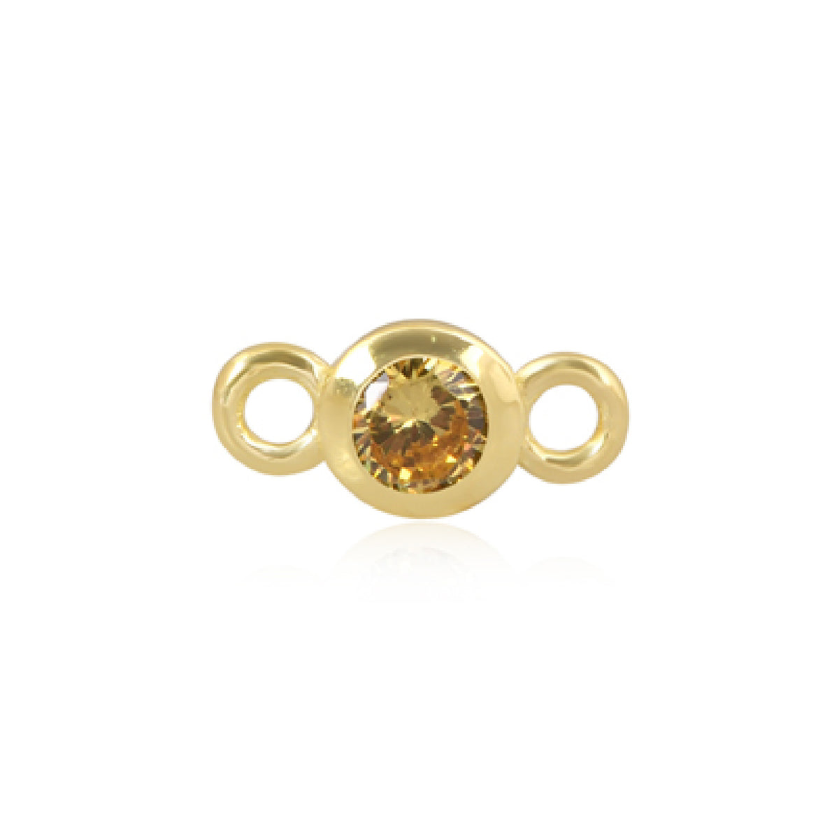 Perma Jewel 14ct Gold Vermeil CZ Birthstone Connector 4mm