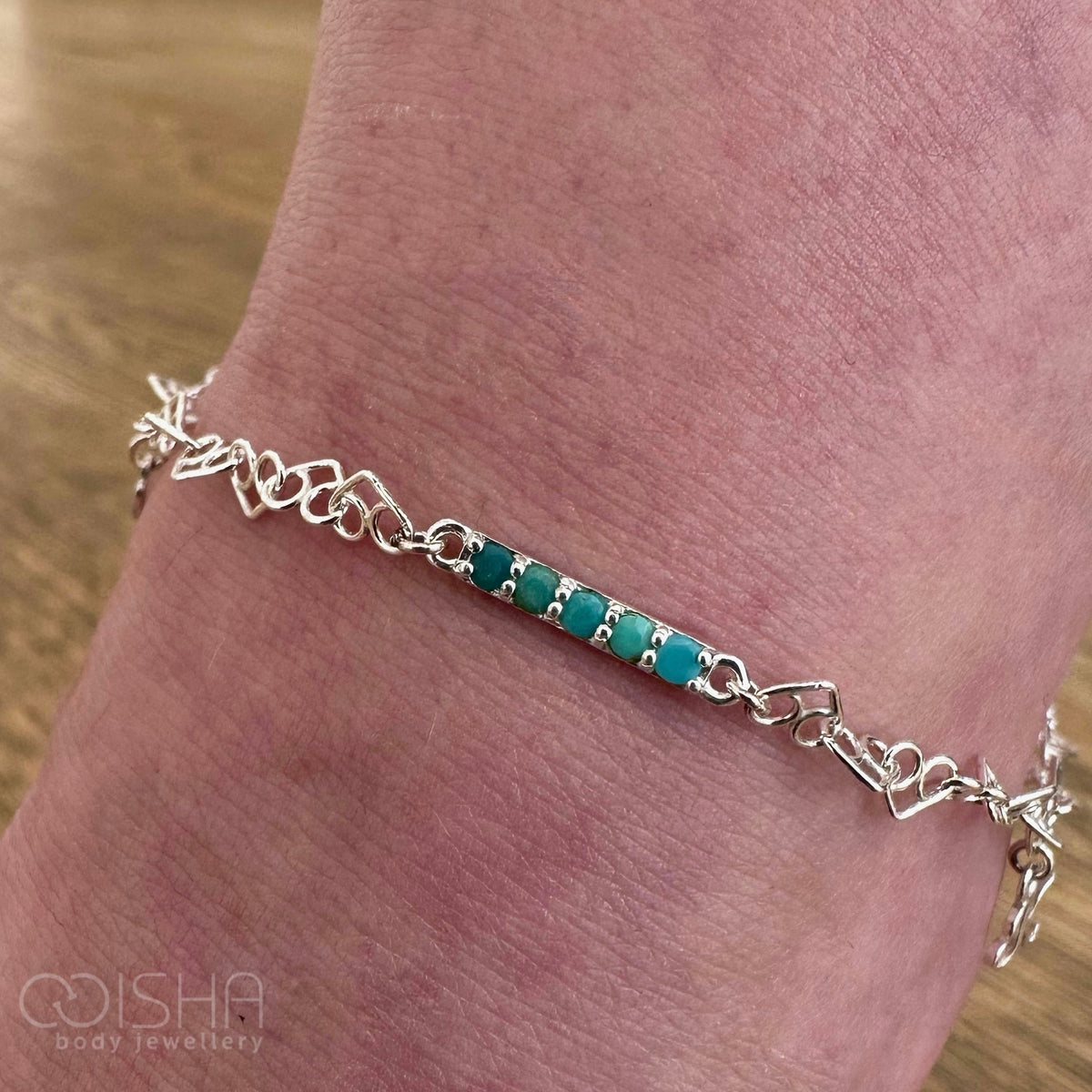Perma Jewel Sterling Silver Turquoise Bar Connector