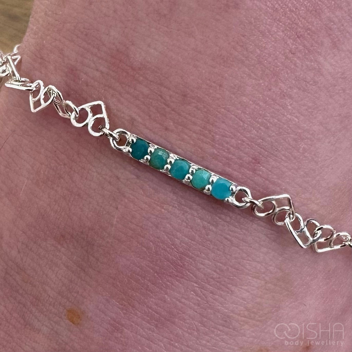 Perma Jewel Sterling Silver Turquoise Bar Connector