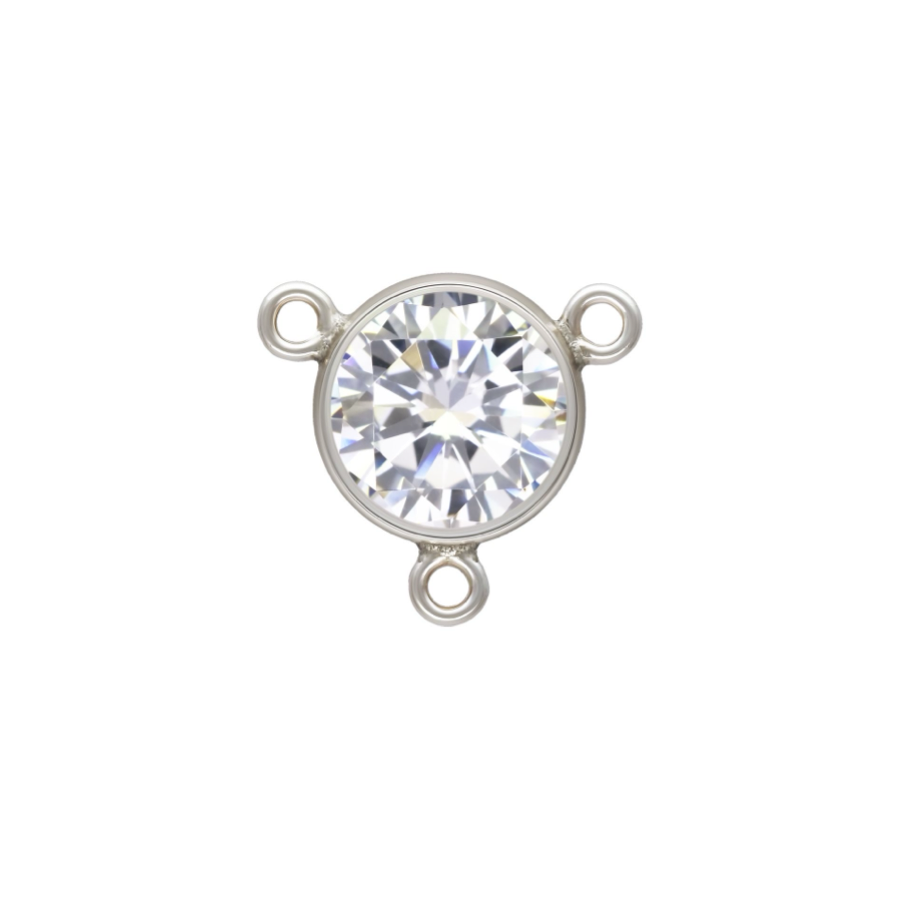 Perma Jewel Sterling Silver White CZ Y Connector 4mm