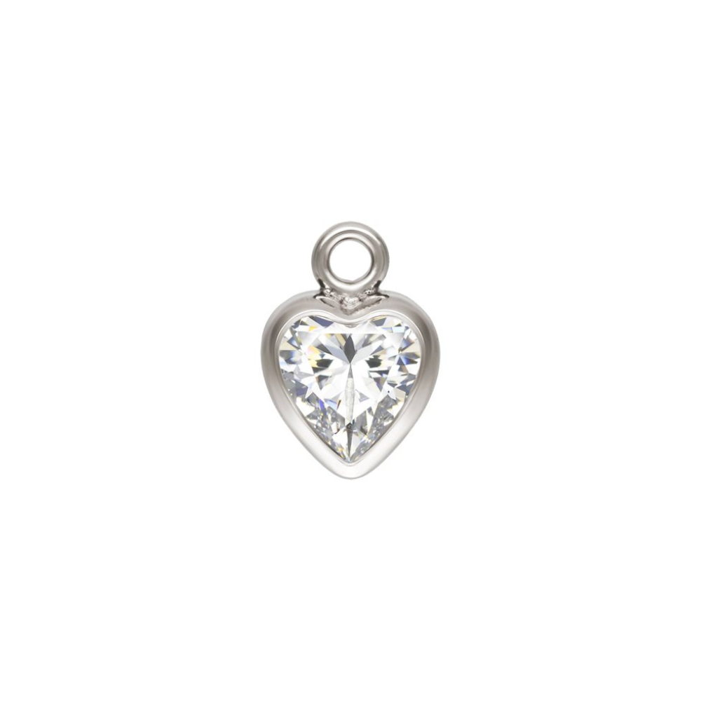 Heart-shaped crystal pendant on a white background