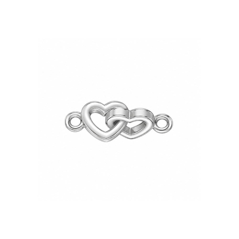 Perma Jewel Sterling Silver Interlocking Heart Connector