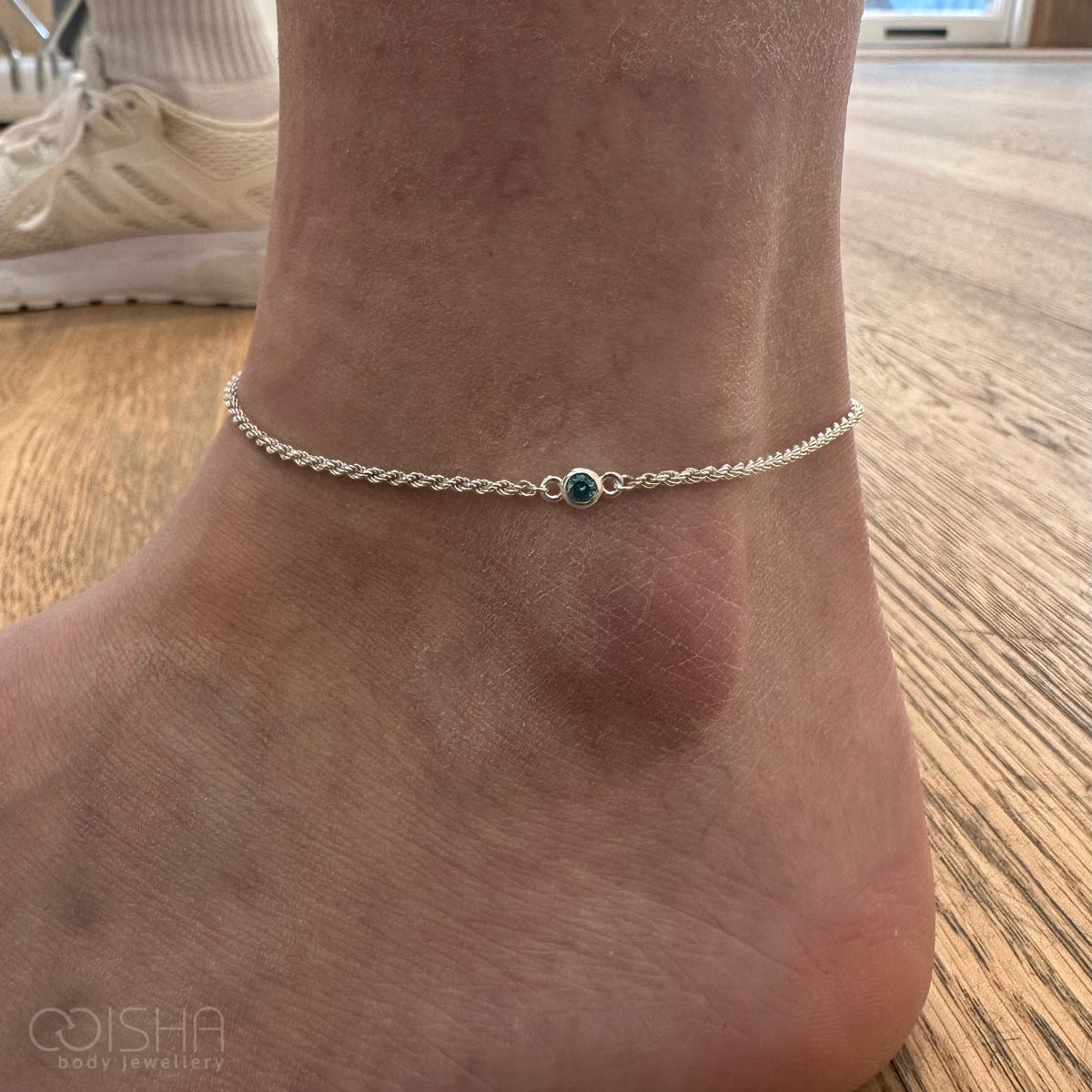 Perma Jewel Sterling Silver CZ Birthstone Connector 4mm