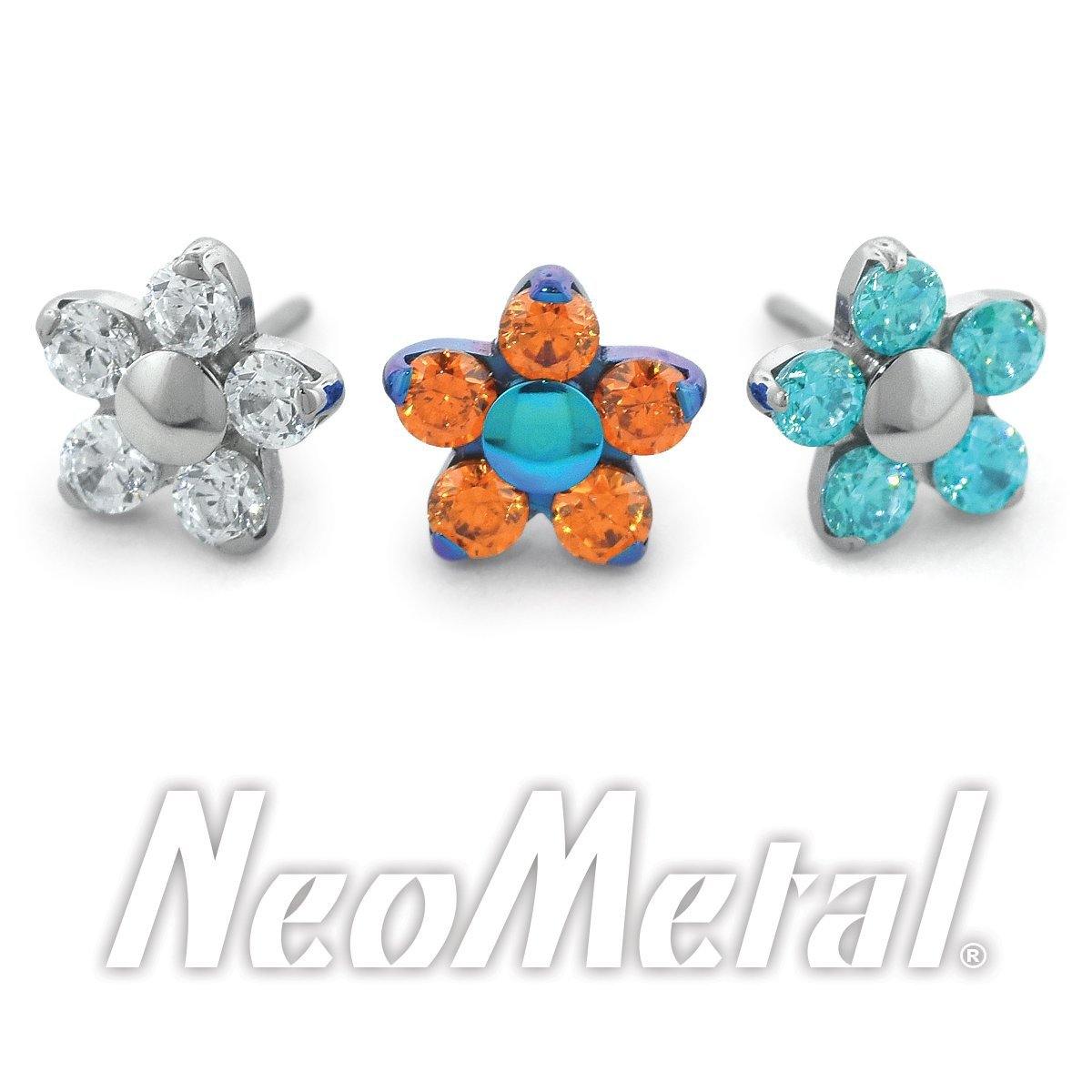 Neometal CZ Flower End THREADLESS - Isha Body Jewellery
