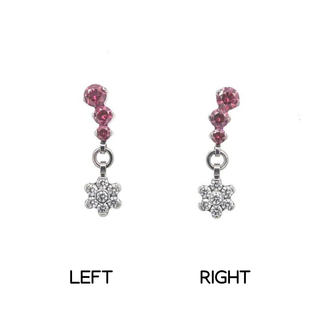 Industrial Strength Pink CZ Clio &amp; Flower Dangle End