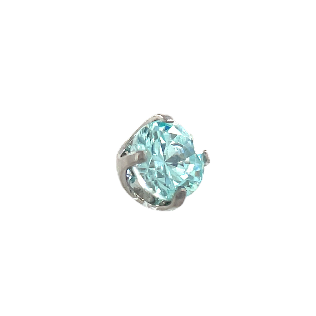 NeoMetal Frosty Mint CZ Prong Set End THREADLESS - Isha Body Jewellery