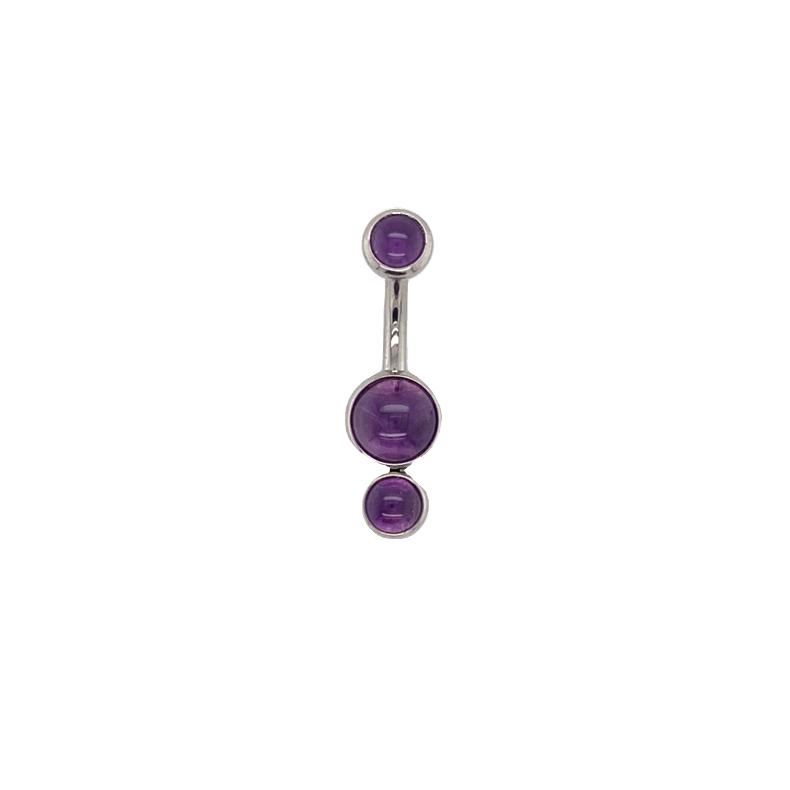Titanium Natural Amethyst Cabochon Gem Curved Barbell Navel Bars