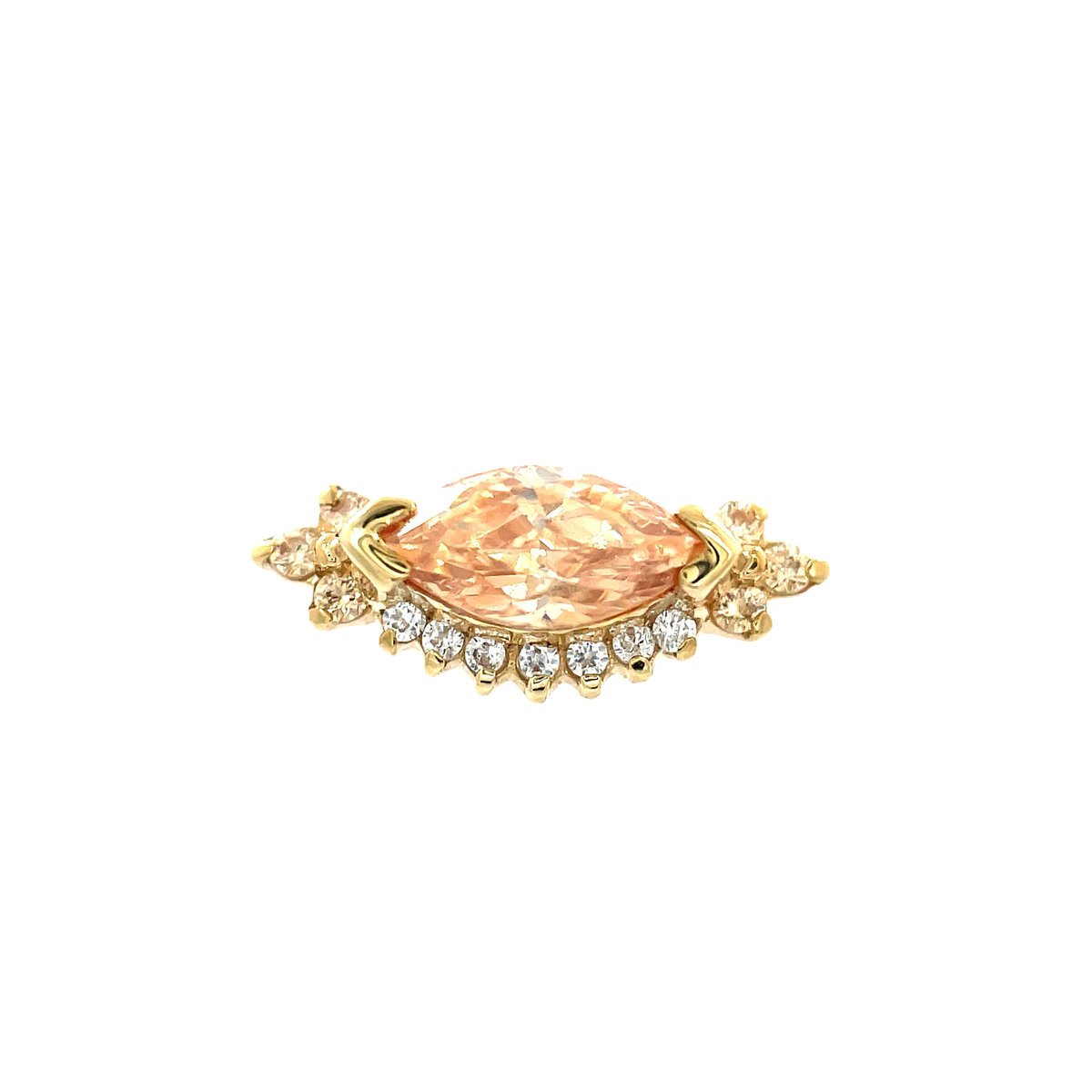 Auris 14ct Gold Anastasia Amber, Champagne &amp; White CZ End - Isha Body Jewellery