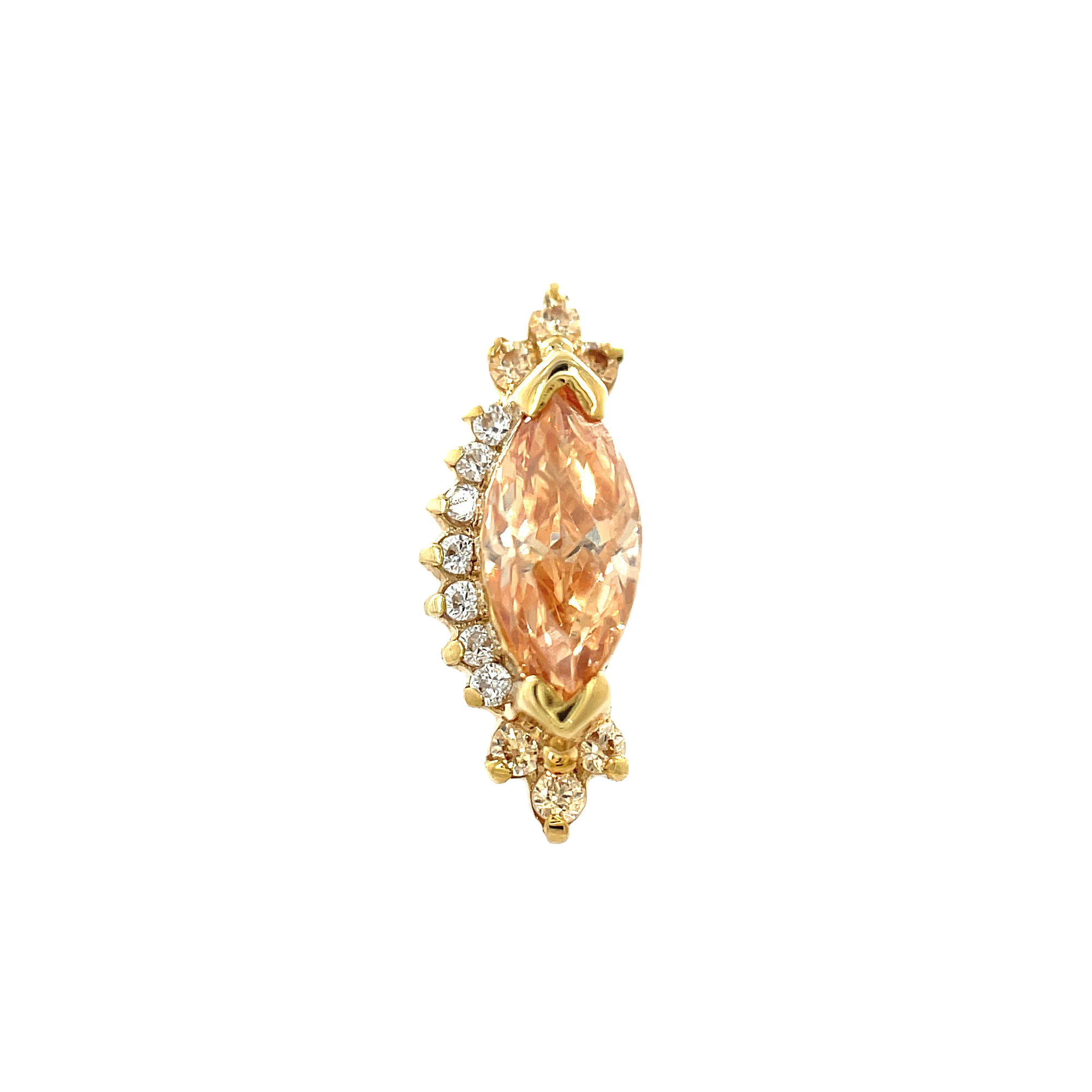 Auris 14ct Gold Anastasia Amber, Champagne & White CZ End - Isha Body Jewellery