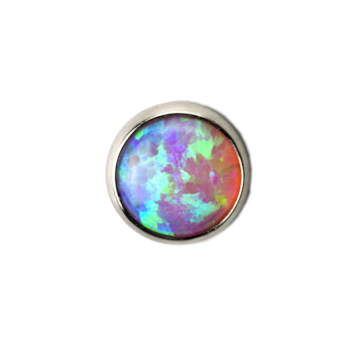 Titanium Bubble Gum Opal Cabochon Gem End - Isha Body Jewellery