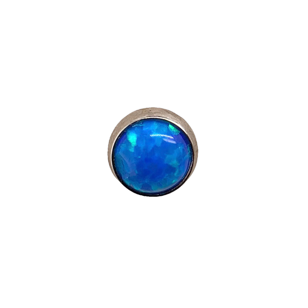 Titanium Capri Blue Opal Cabochon Gem End Cp / 3Mm 0.9Mm Attachment