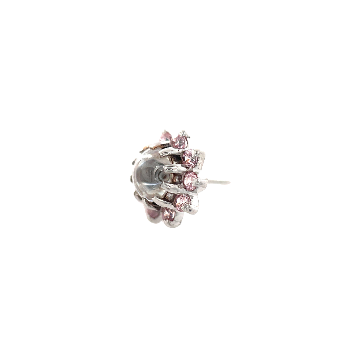Auris 14ct White Gold Astra Small Pink &amp; White CZ End - Isha Body Jewellery