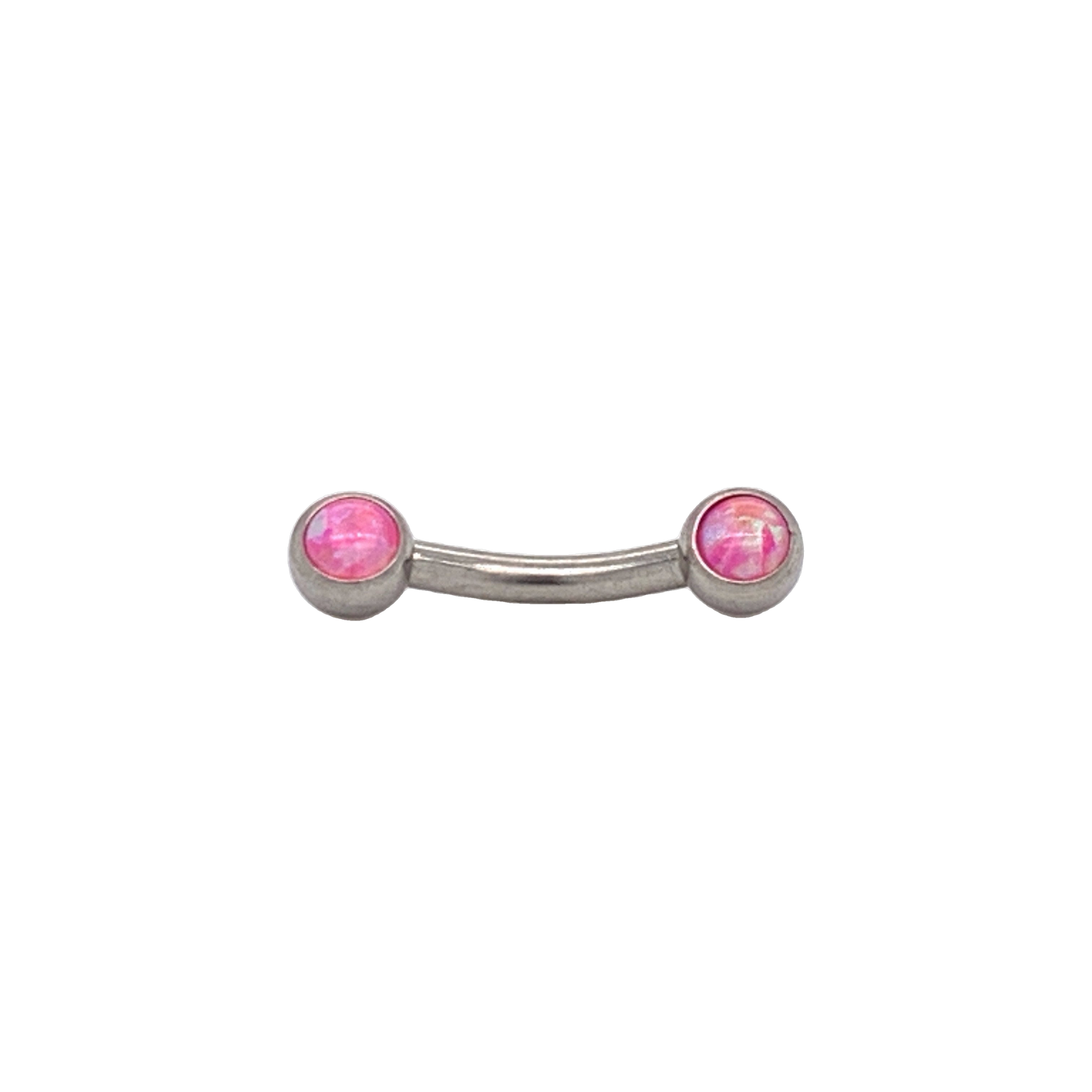 Neometal Side Set Hot Pink Opal Cabochon Curved Barbell Threadless