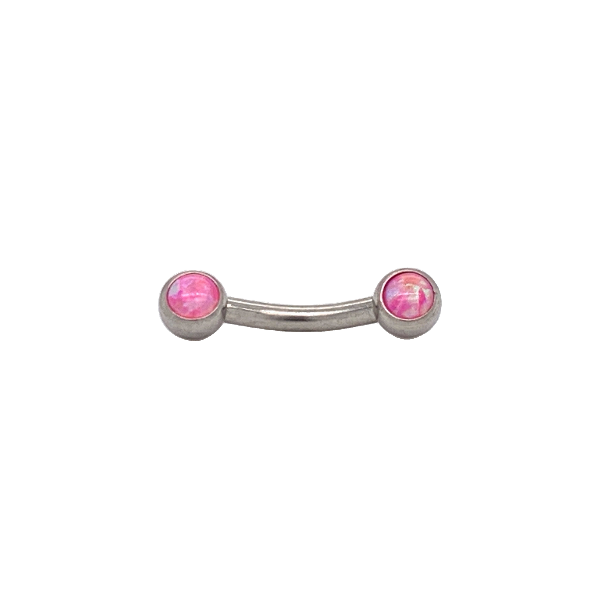 Neometal Side Set Hot Pink Opal Cabochon Curved Barbell Threadless