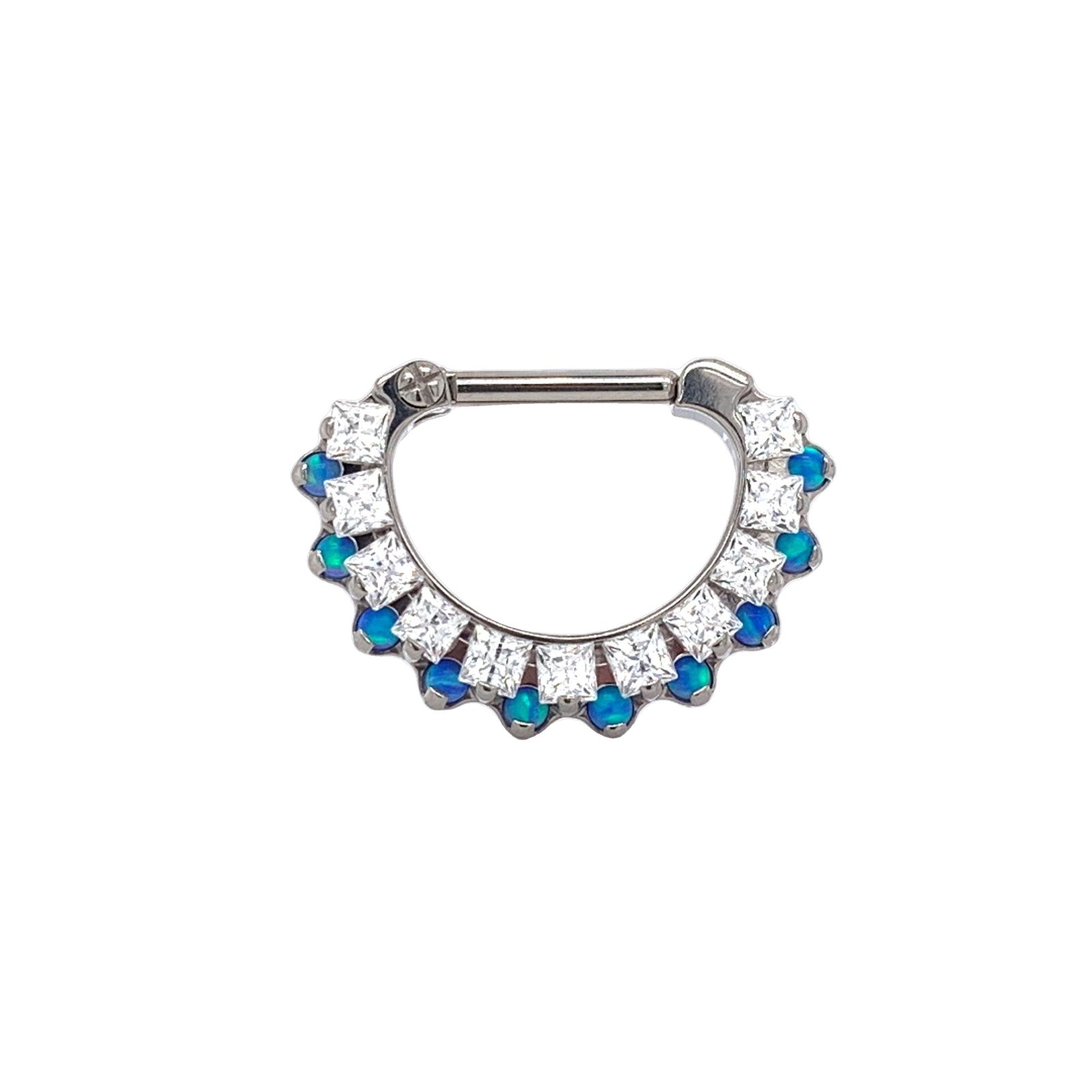 Odyssey Aphrodite Cz Gem & Capri Blue Opal Clicker Clicker isha body jewellery