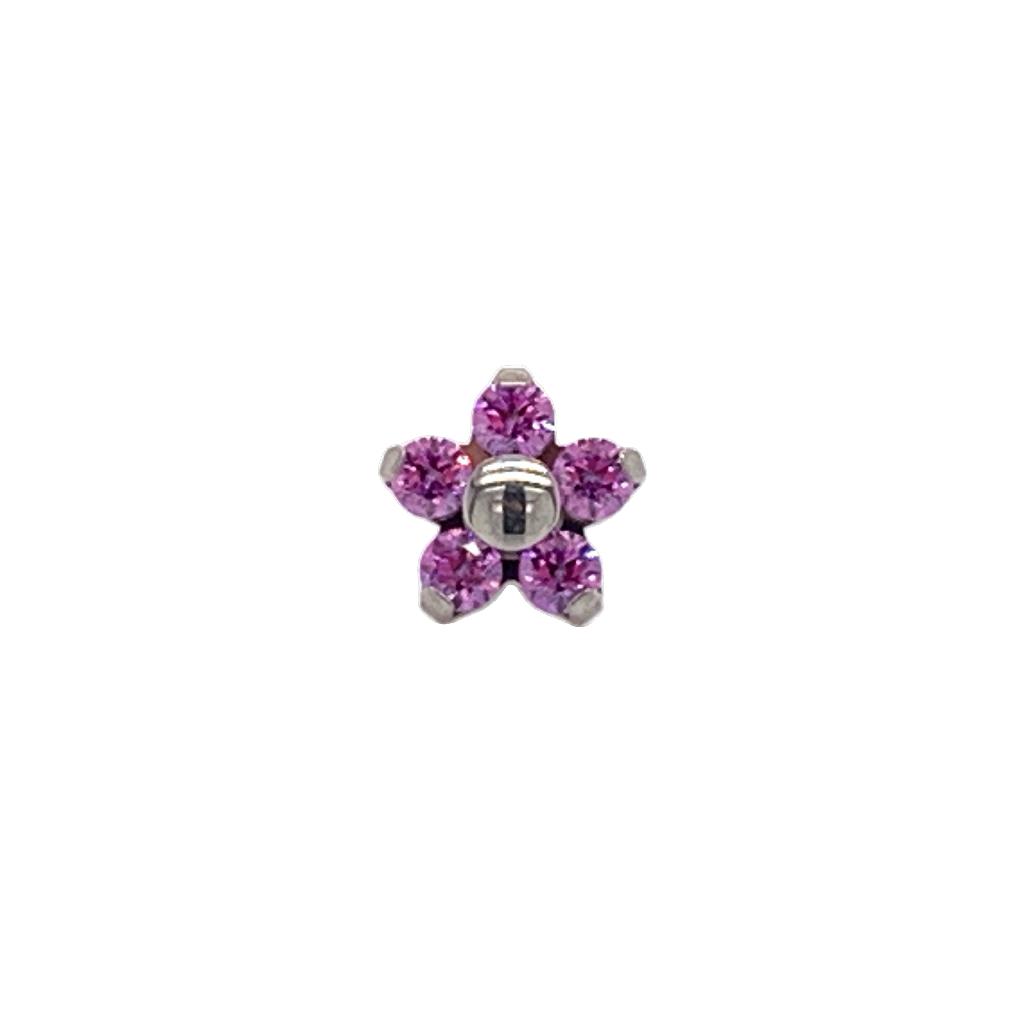 Neometal Fancy Purple Cz Flower End Threadless Attachment