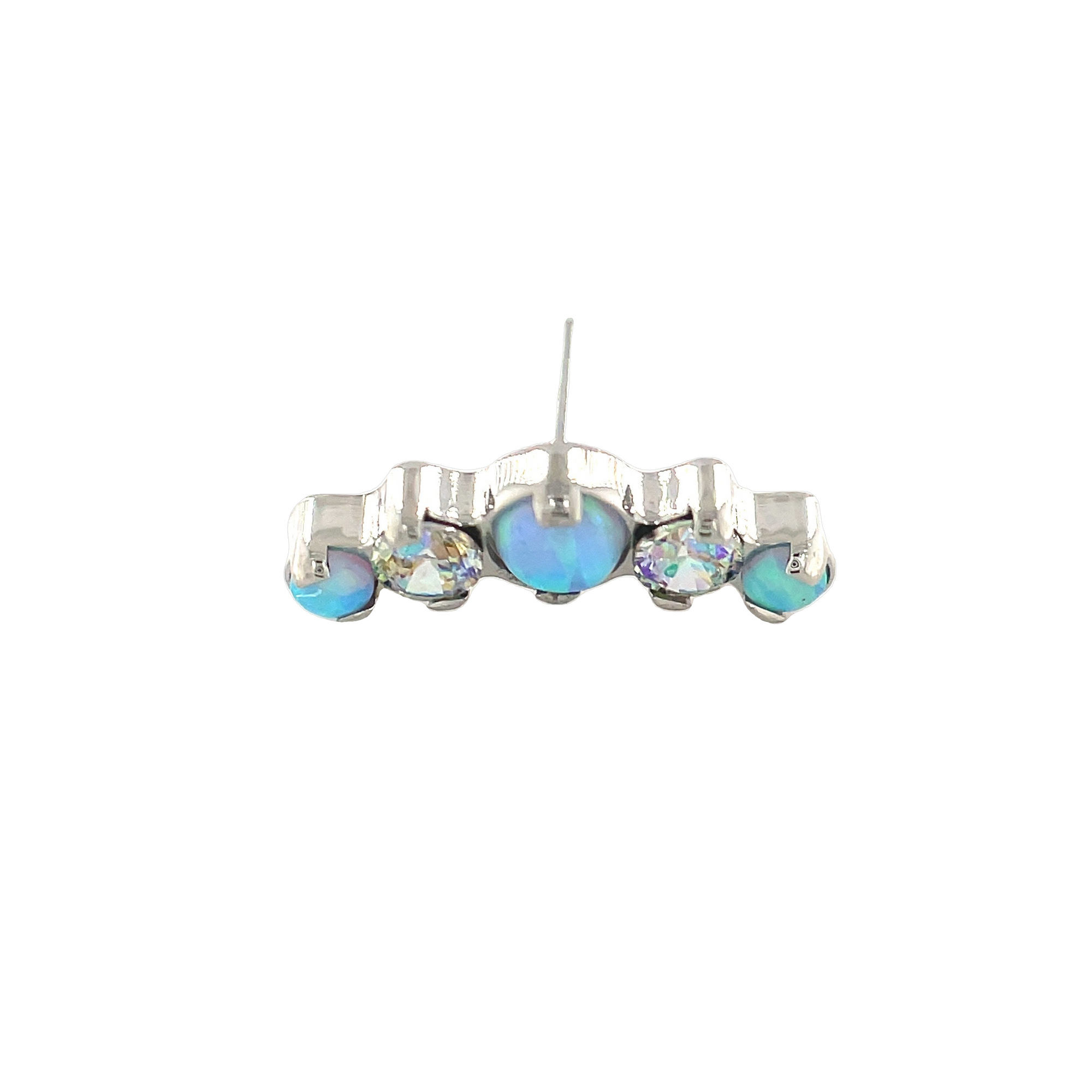 Industrial Strength Odyssey Sky Blue Opal & Shine CZ Prium End - Isha Body Jewellery