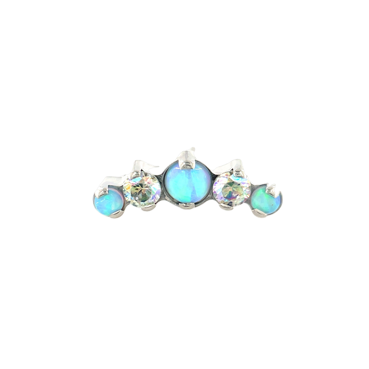 Industrial Strength Odyssey Sky Blue Opal &amp; Shine CZ Prium End - Isha Body Jewellery