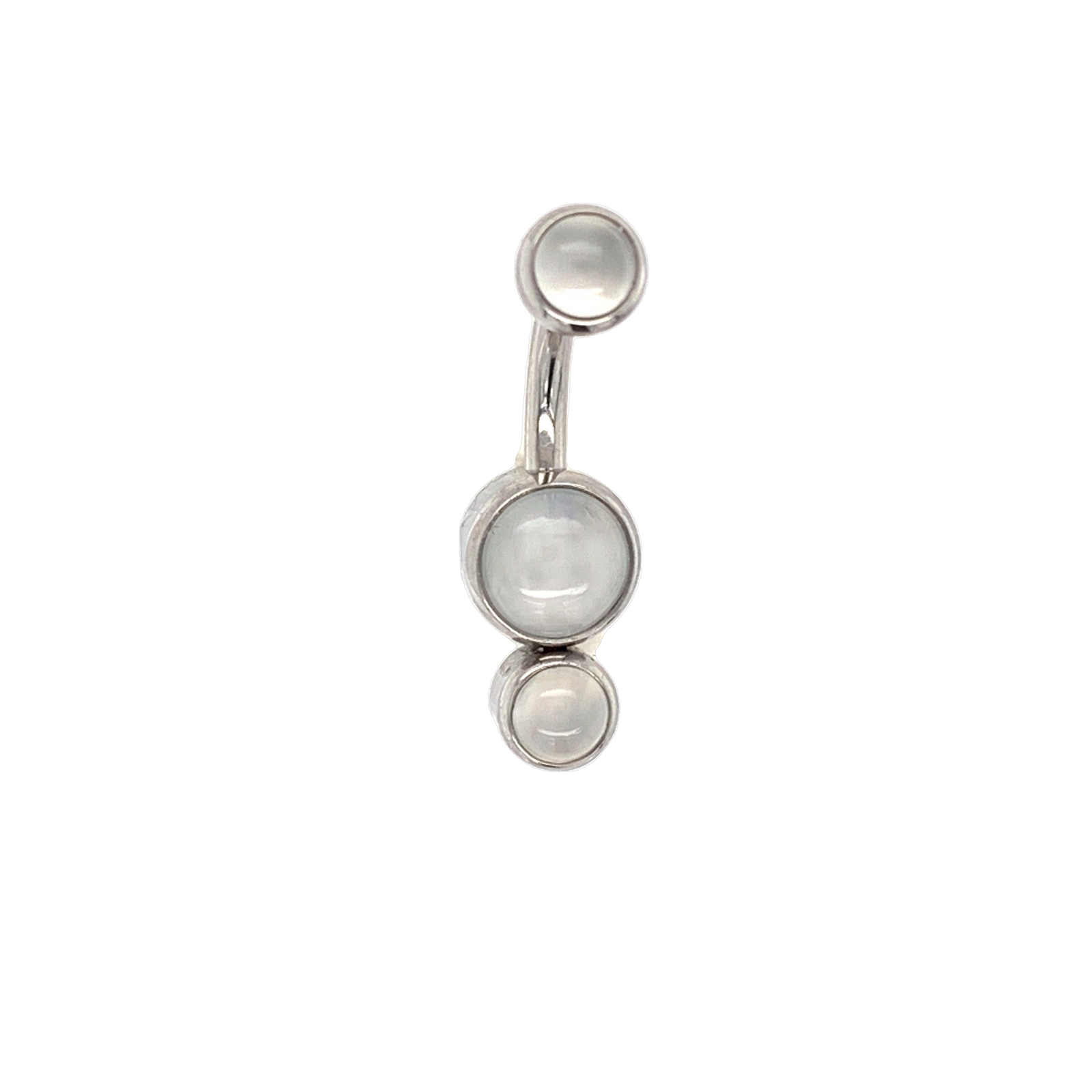Titanium Natural Moonstone Cabochon Gem Curved Barbell Navel Bars