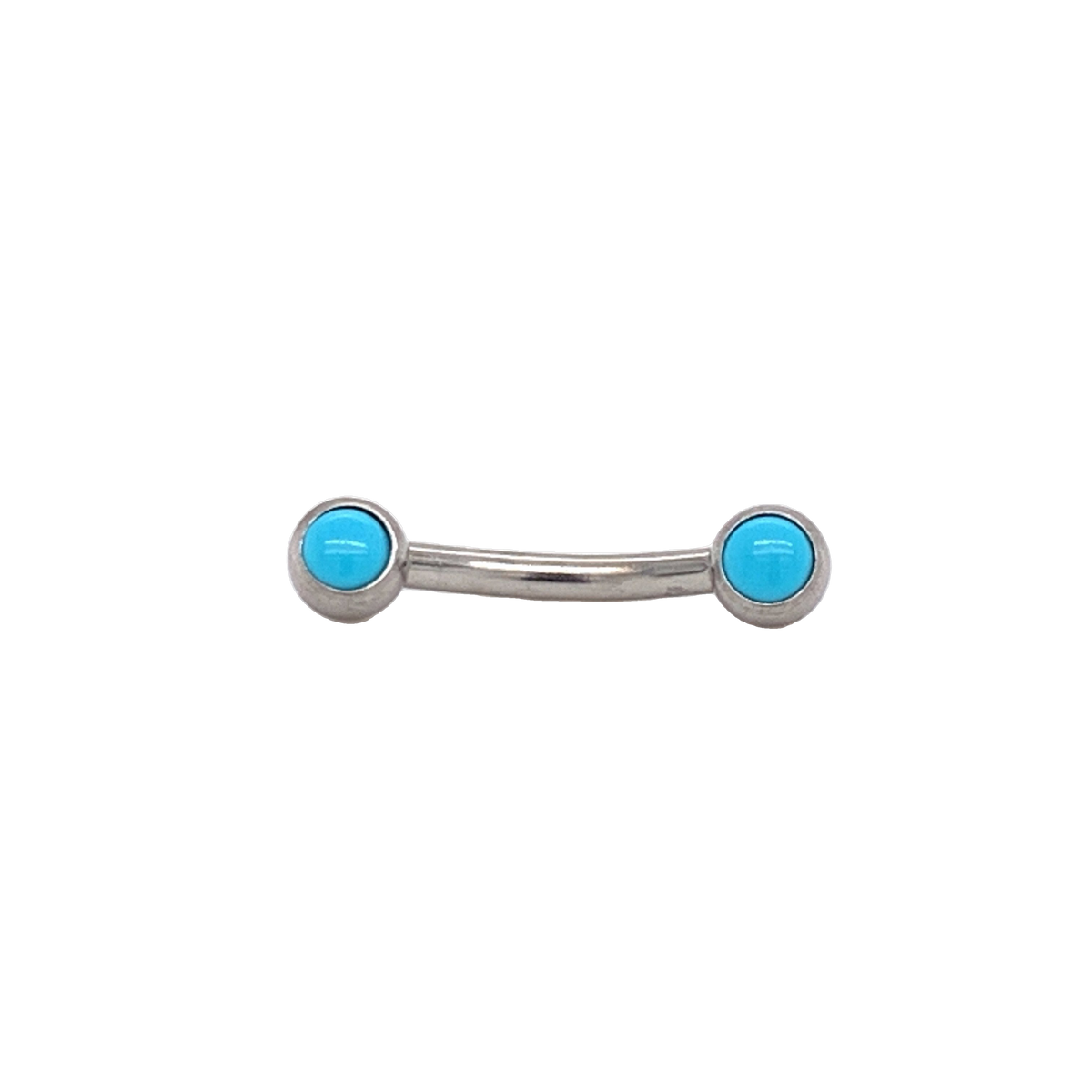Neometal Side Set Turquoise Cabochon Curved Barbell Threadless Tq / 2.5Mm 6.4Mm 1/4