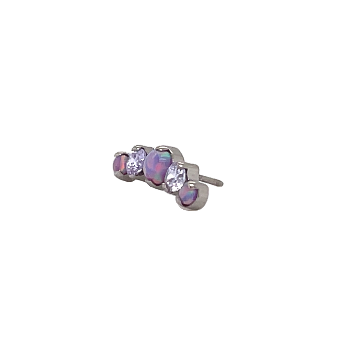 Industrial Strength Odyssey Mini Prium Light Lavender Opal &amp; CZ End - Isha Body Jewellery