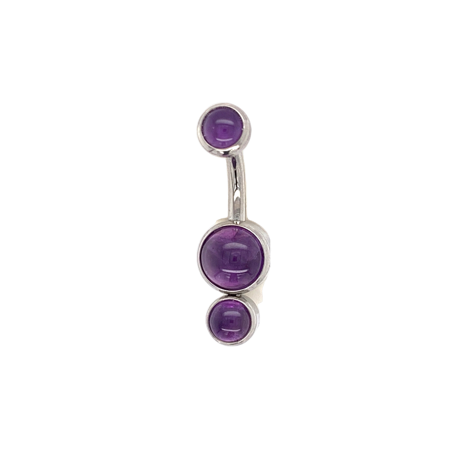 Titanium Natural Amethyst Cabochon Gem Curved Barbell Navel Bars