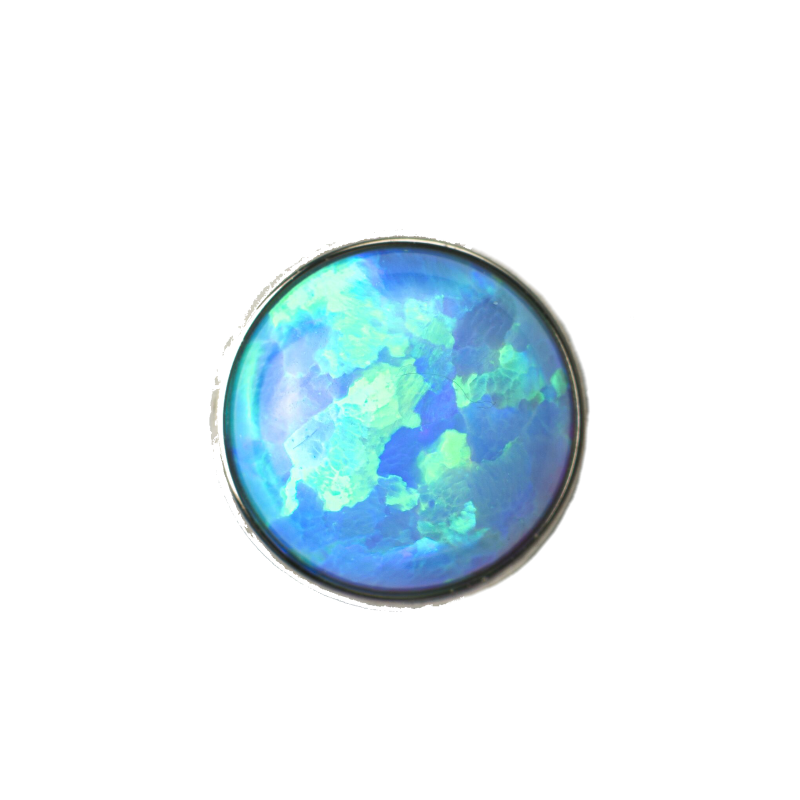 Titanium Sky Blue Opal Cabochon Gem End - Isha Body Jewellery