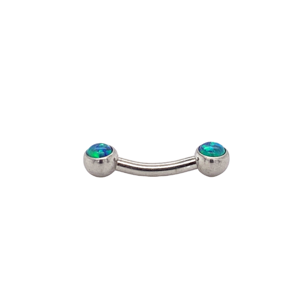 Neometal Side Set Peacock Opal Cabochon Curved Barbell Threadless