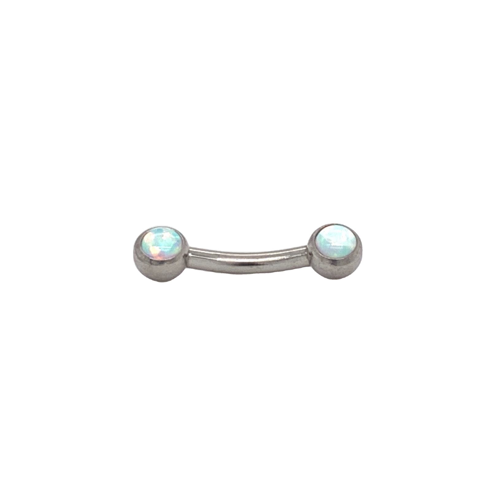 Neometal Side Set White Opal Cabochon Curved Barbell Threadless Opal / 2.5Mm 6.4Mm 1/4