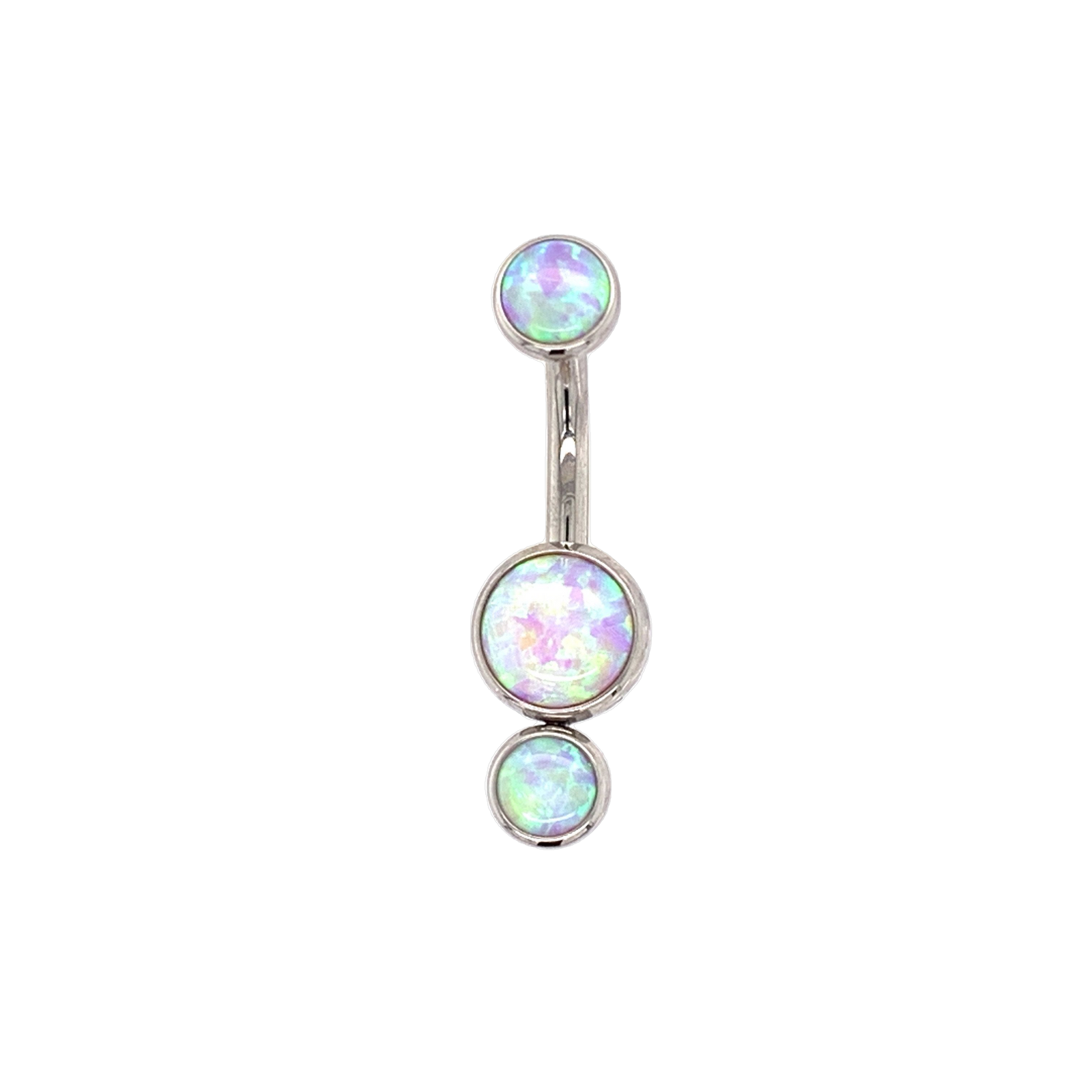 Titanium Gemini Bubble Gum Opal Cabochon Gem Curved Barbell Navel Bars