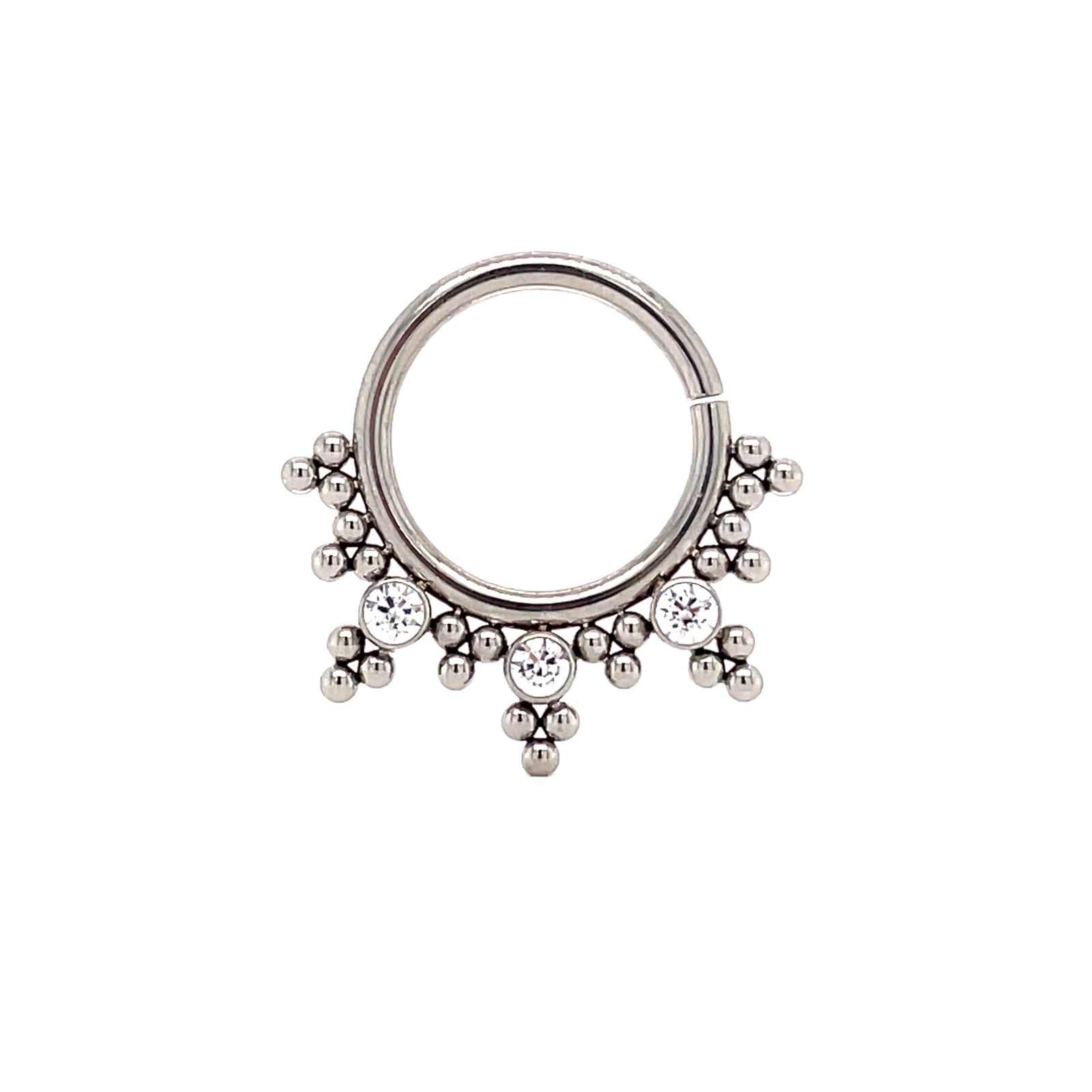 LeRoi Haute Couture Bijoux Niobium White CZ Seam Ring - Isha Body Jewellery