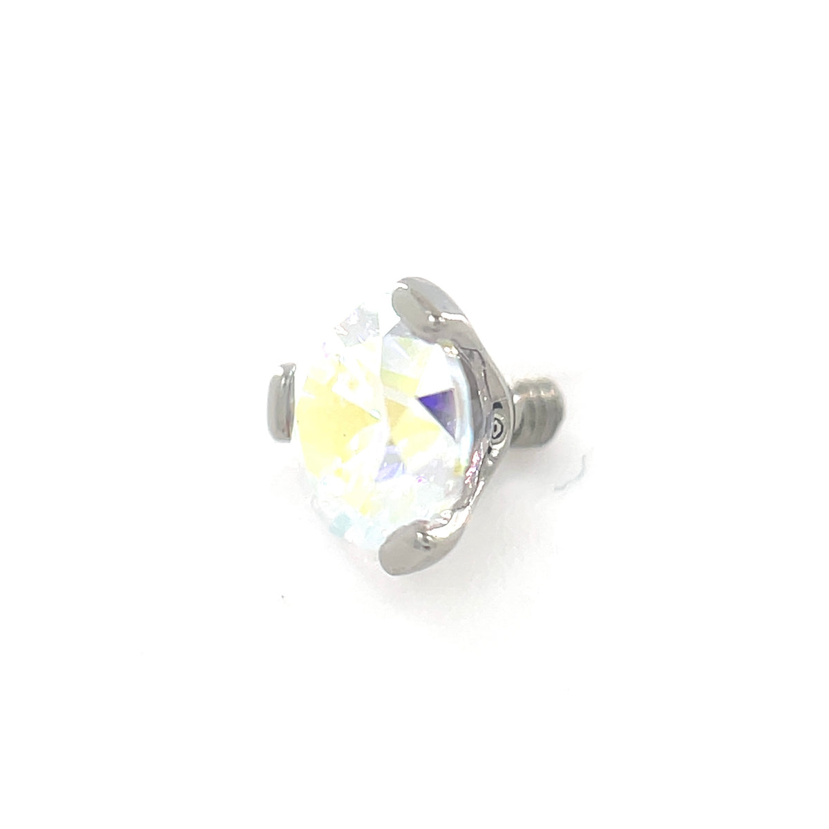 Industrial Strength Round Aurora Borealis CZ 3 Prong End