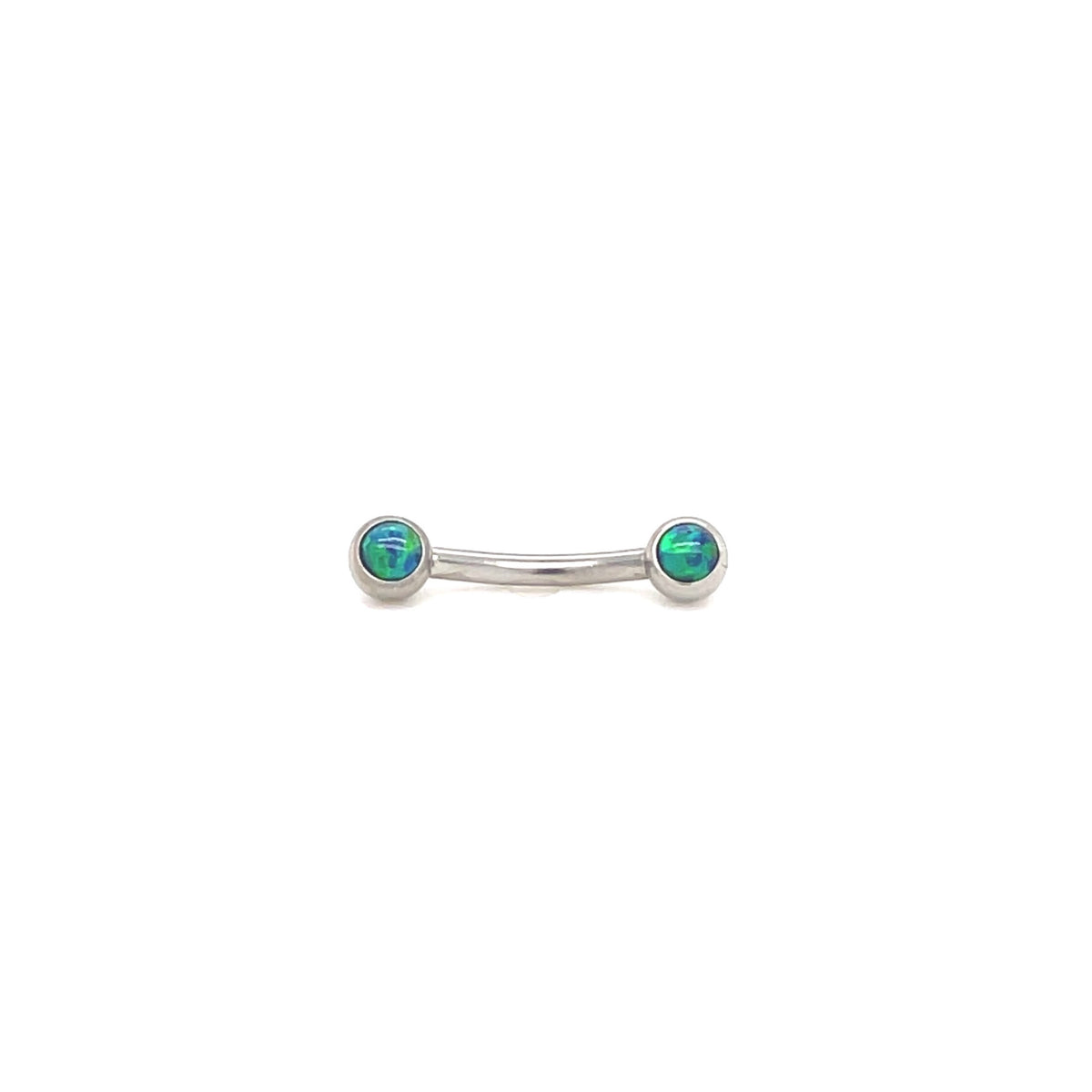 NeoMetal Side Set Peacock Opal Cabochon Curved Barbell THREADLESS