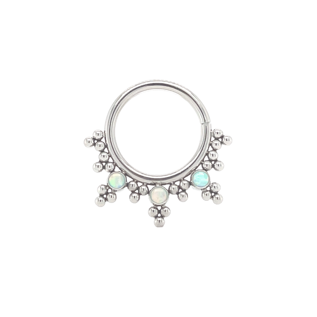 LeRoi Niobium Haute Couture Bijoux White Opal Seam Ring