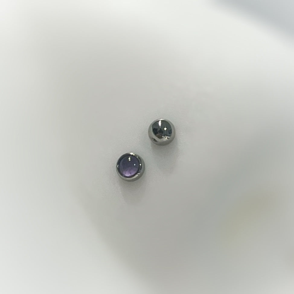 Titanium Flat Back Amethyst Cabochon End (Am) / 4Mm 0.9Mm Attachment