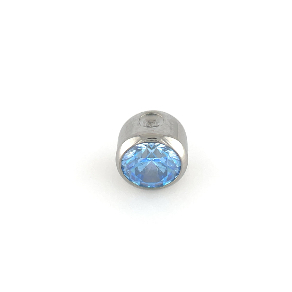 Industrial Strength Titanium Arctic Blue CZ Gem Captive Bead Ring