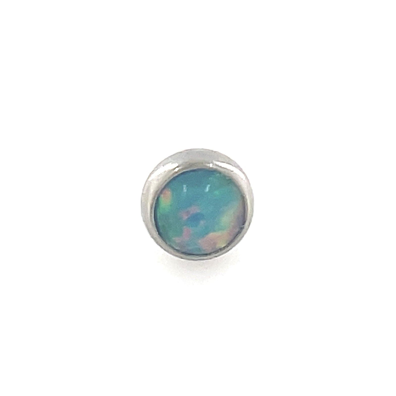 Industrial Strength Titanium Teal Opal Cabochon Gem End - Isha Body Jewellery