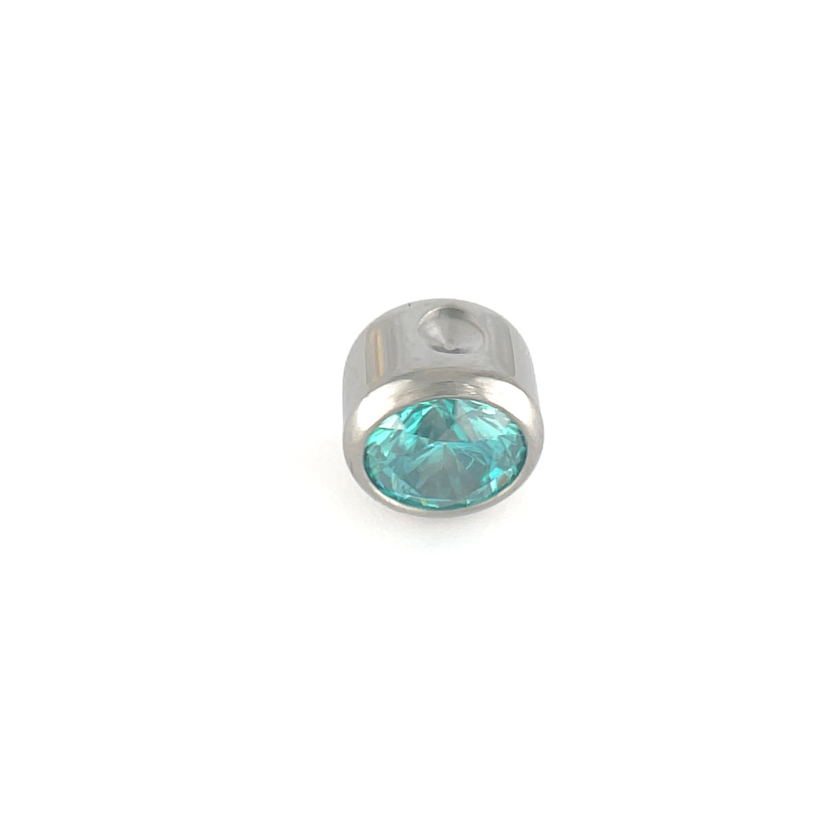Industrial Strength Titanium Mint Green CZ Gem Captive Bead Ring
