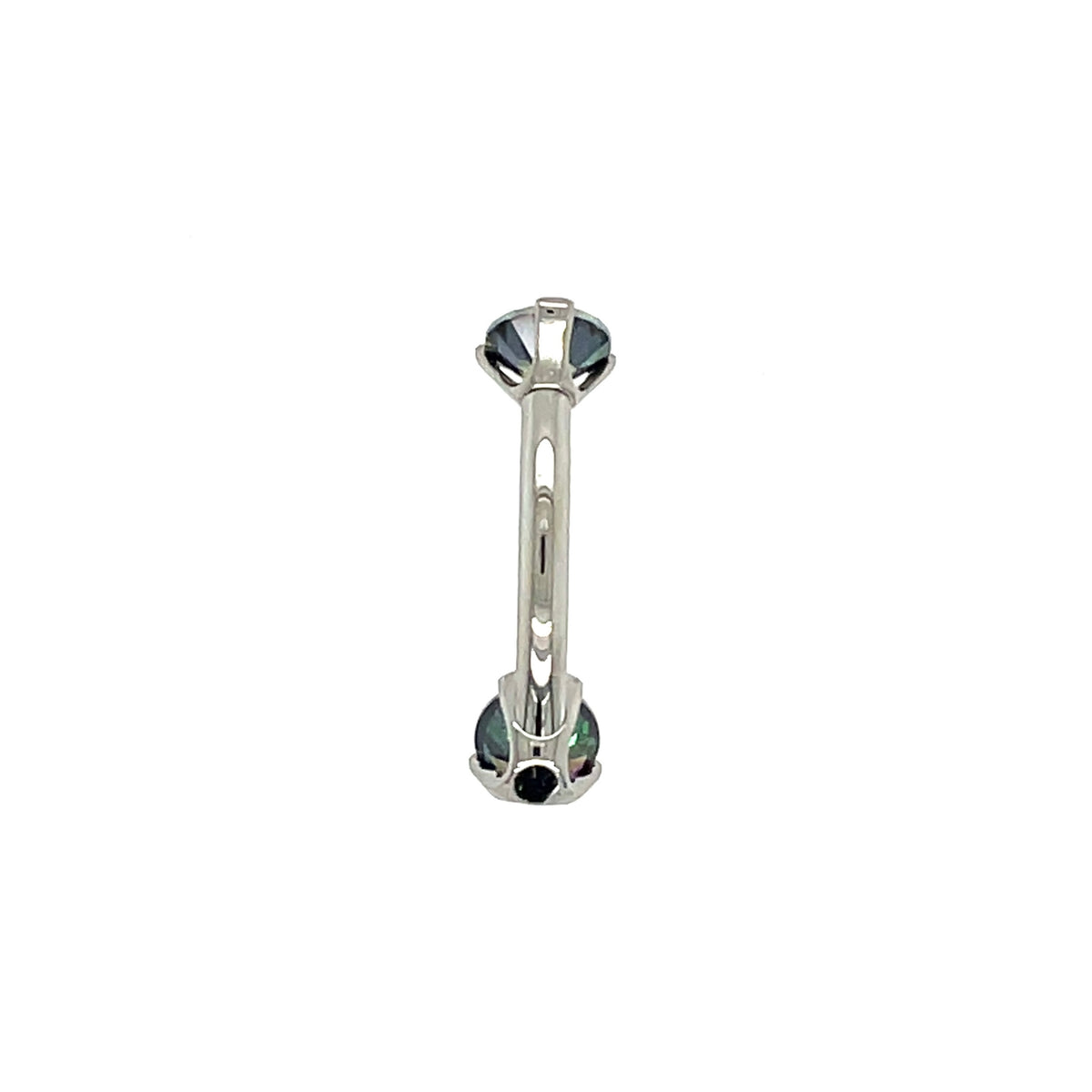 Industrial Strength Titanium Mini Prong Set Shine CZ Curved Barbell