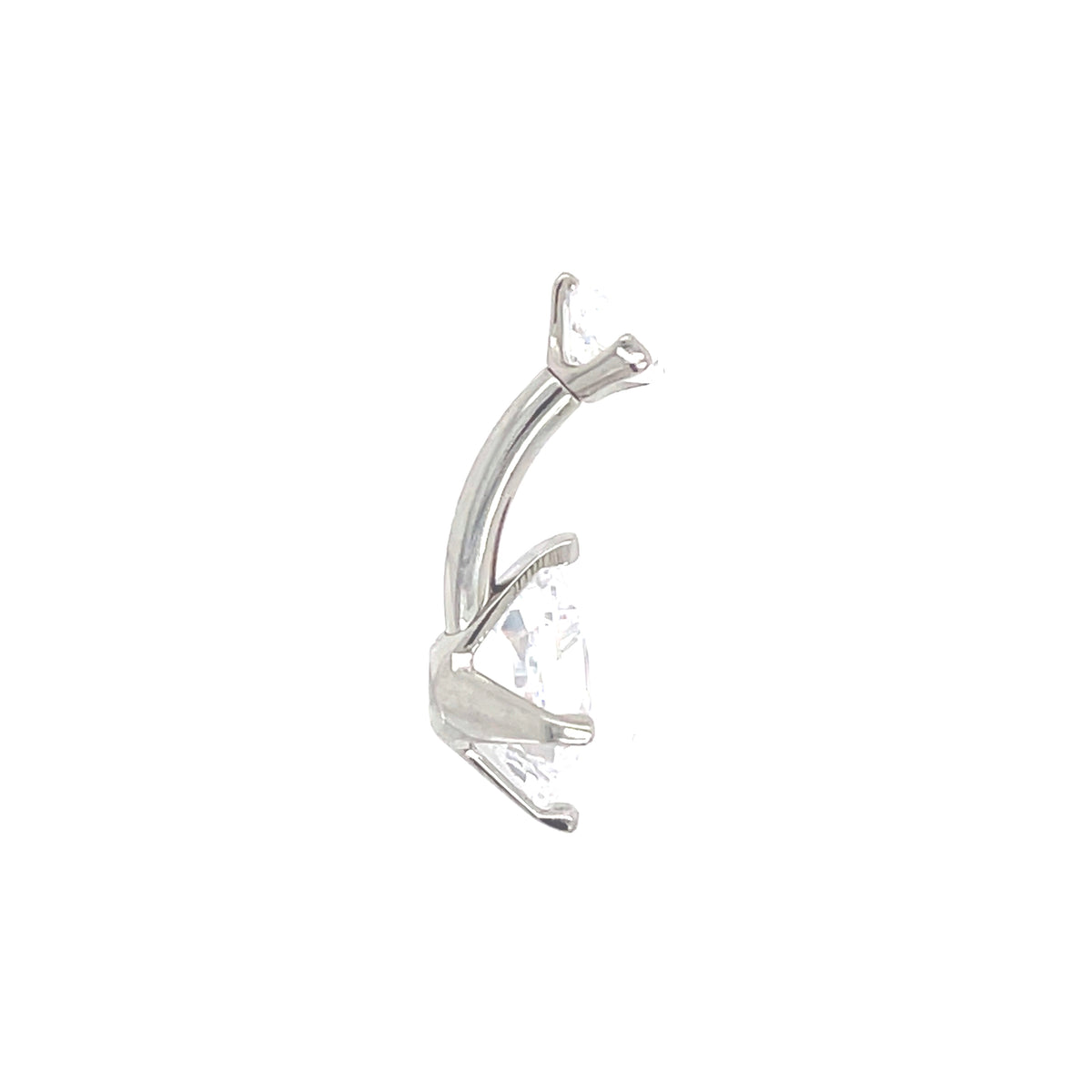 Industrial Strength Titanium Princess Cut White CZ Curved Barbell - Isha Body Jewellery