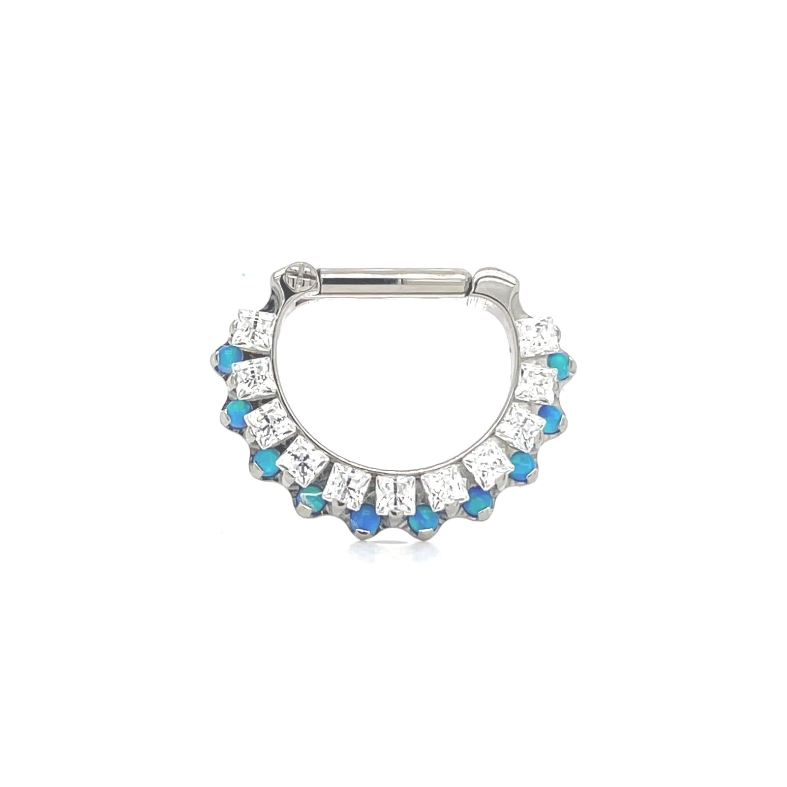 Odyssey Aphrodite Cz Gem & Capri Blue Opal Clicker Clicker isha body jewellery