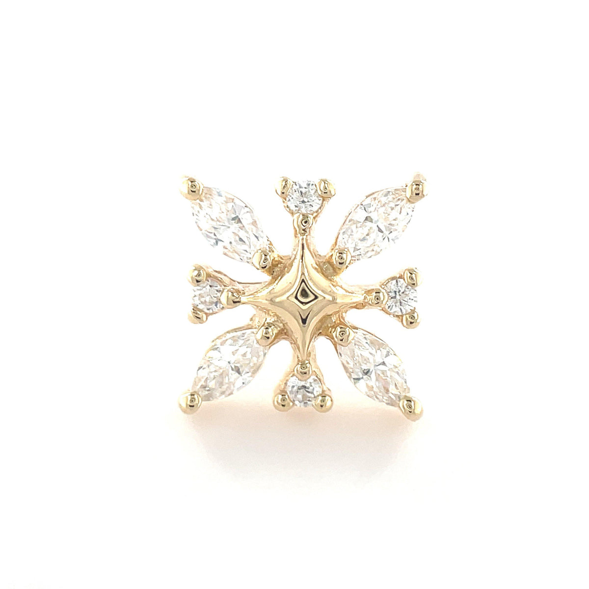 Junipurr 14ct Gold Elsa Snowflake with Swarovski End - Isha Body Jewellery