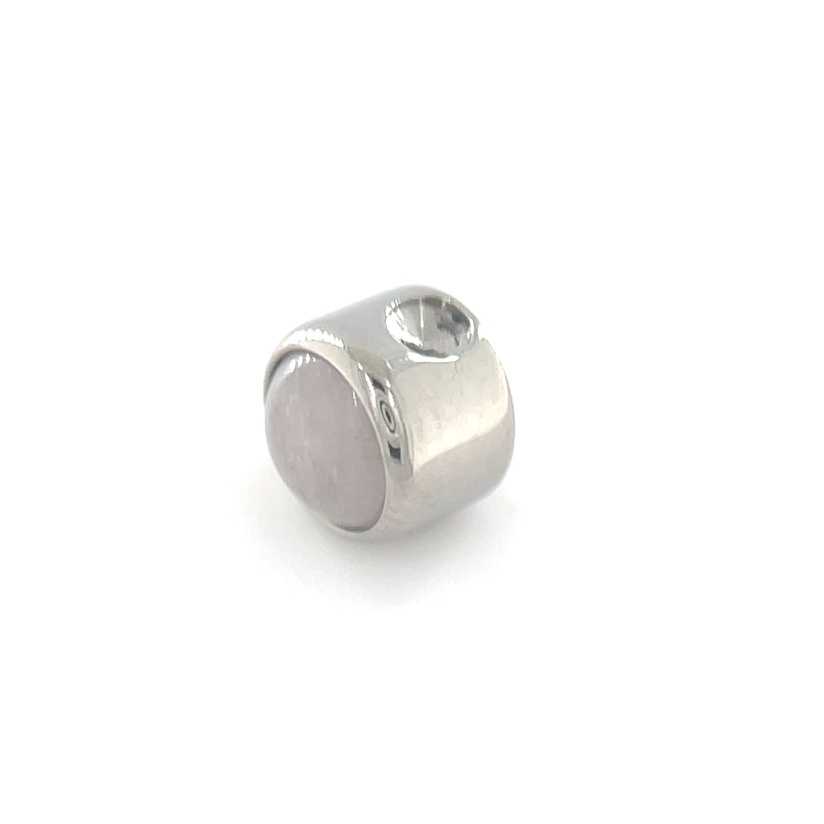 Industrial Strength Titanium Rose Quartz Gem Captive Bead Ring