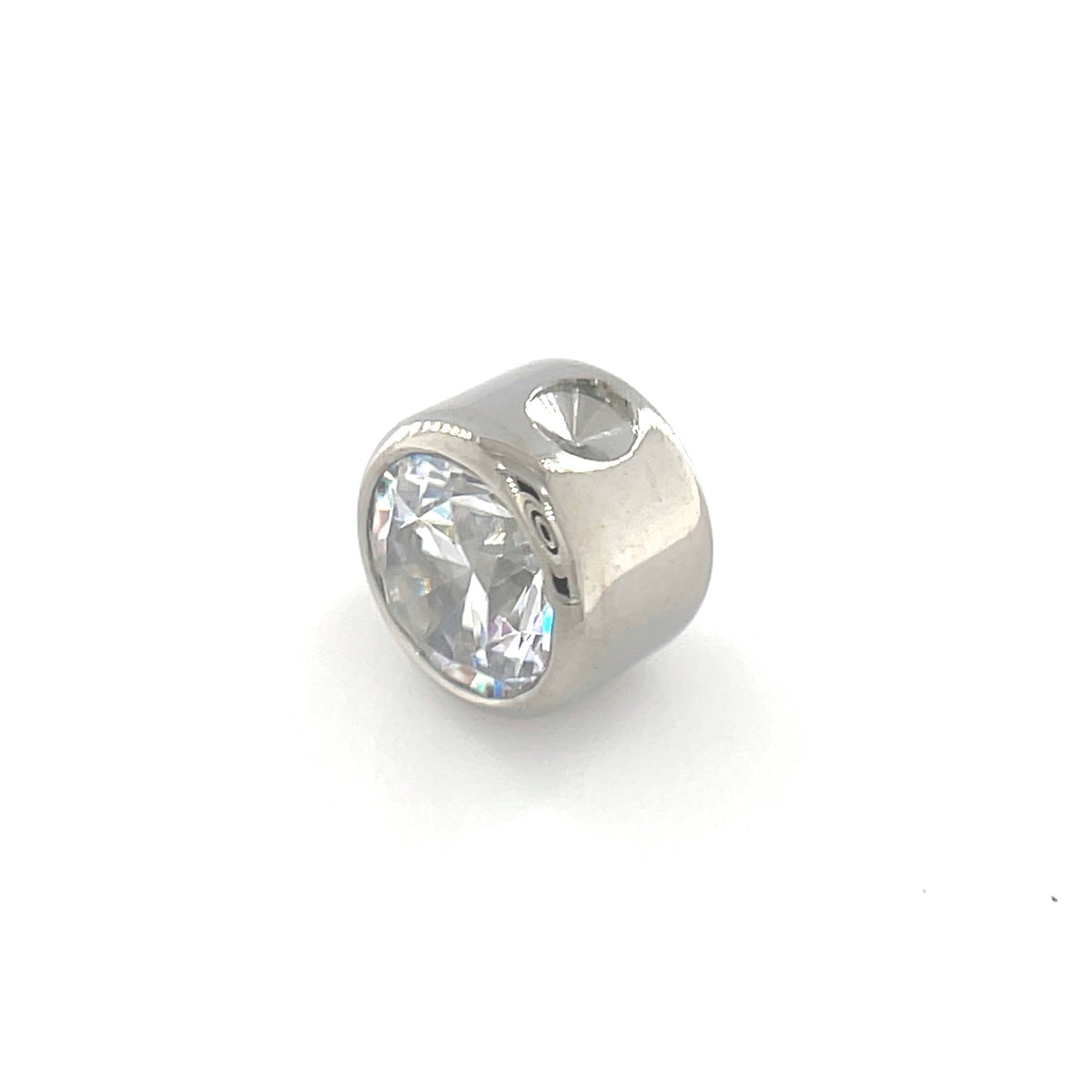 Industrial Strength Titanium White CZ Gem Captive Bead Ring