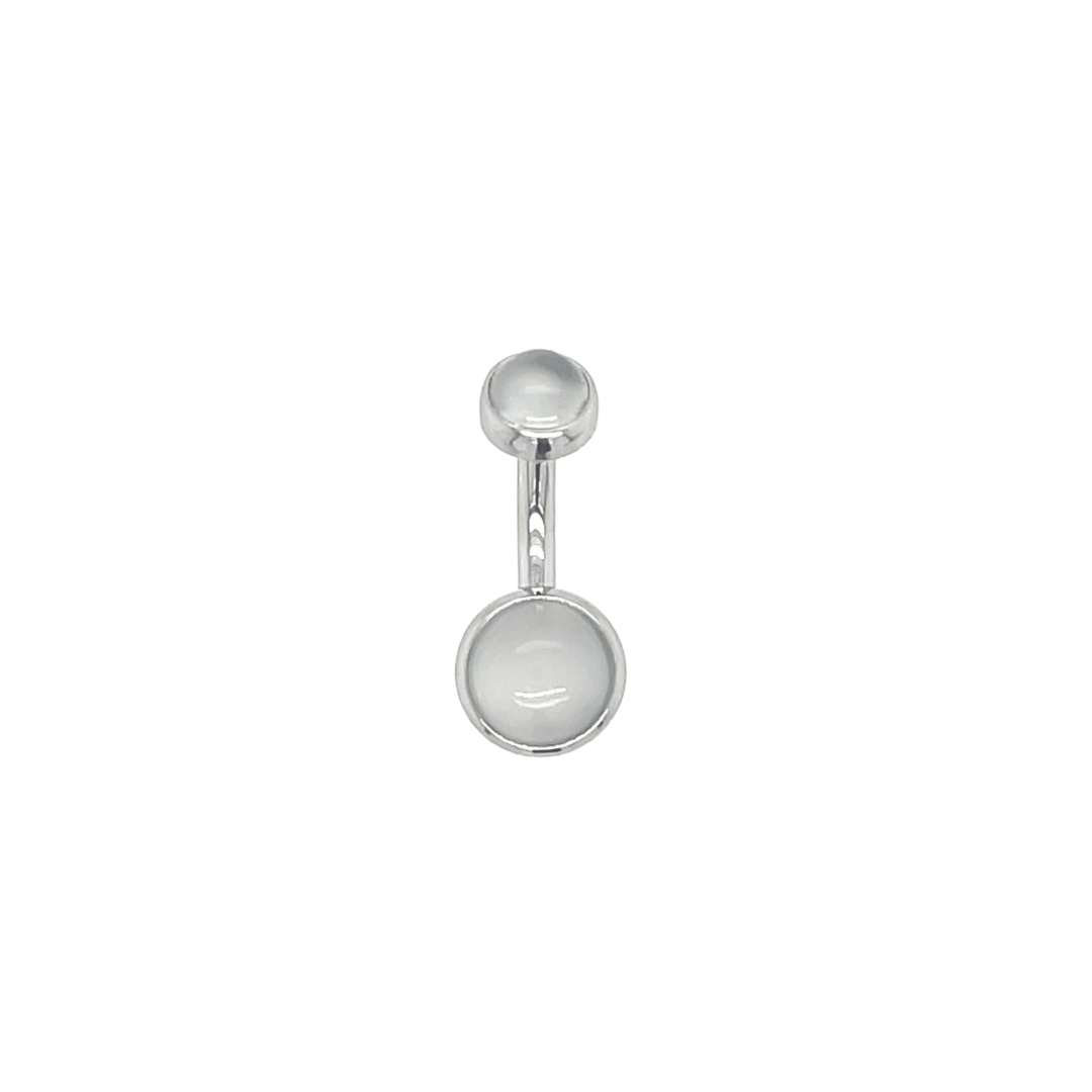 Industrial Strength Titanium Natural Moonstone Cabochon Gem Curved Barbell