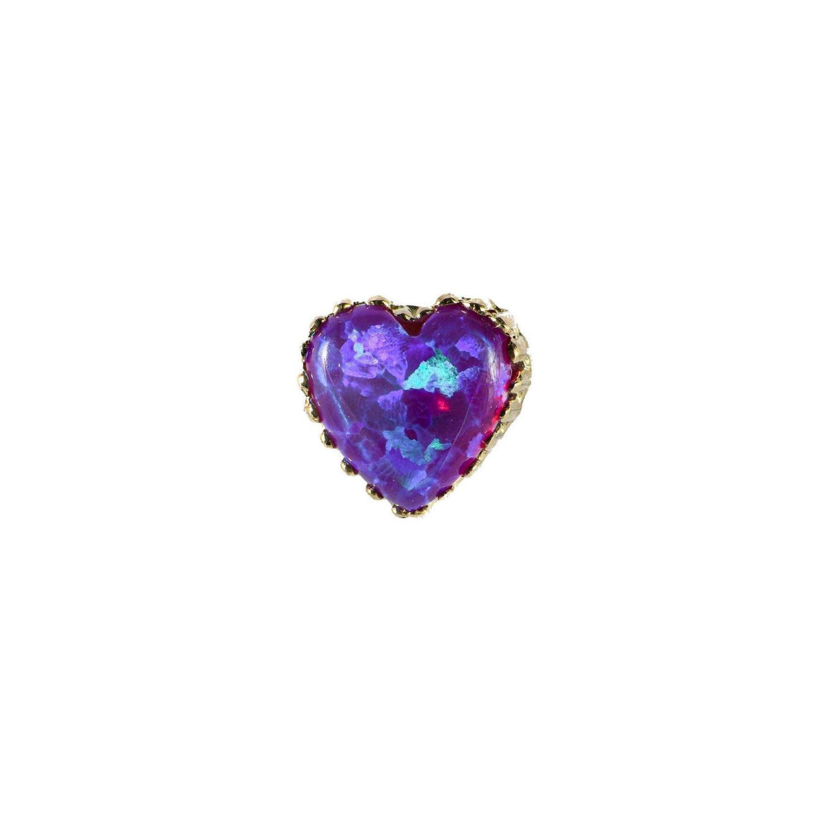 18ct Yellow Gold Purple Opal Heart End - Isha Body Jewellery