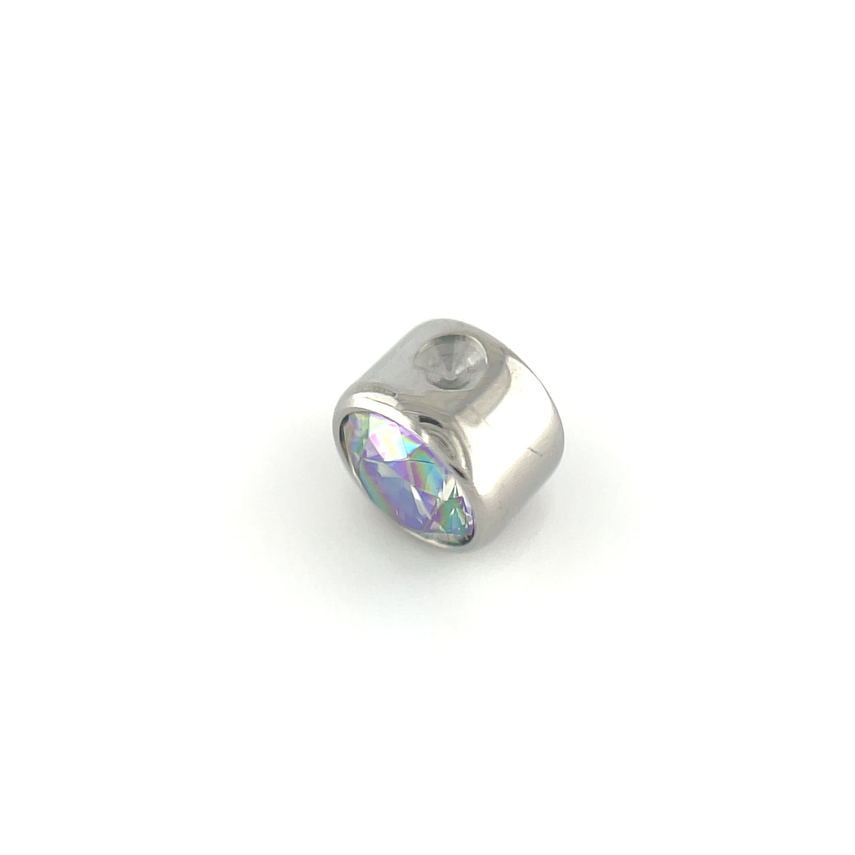 Industrial Strength Titanium Shine CZ Gem Captive Bead Ring