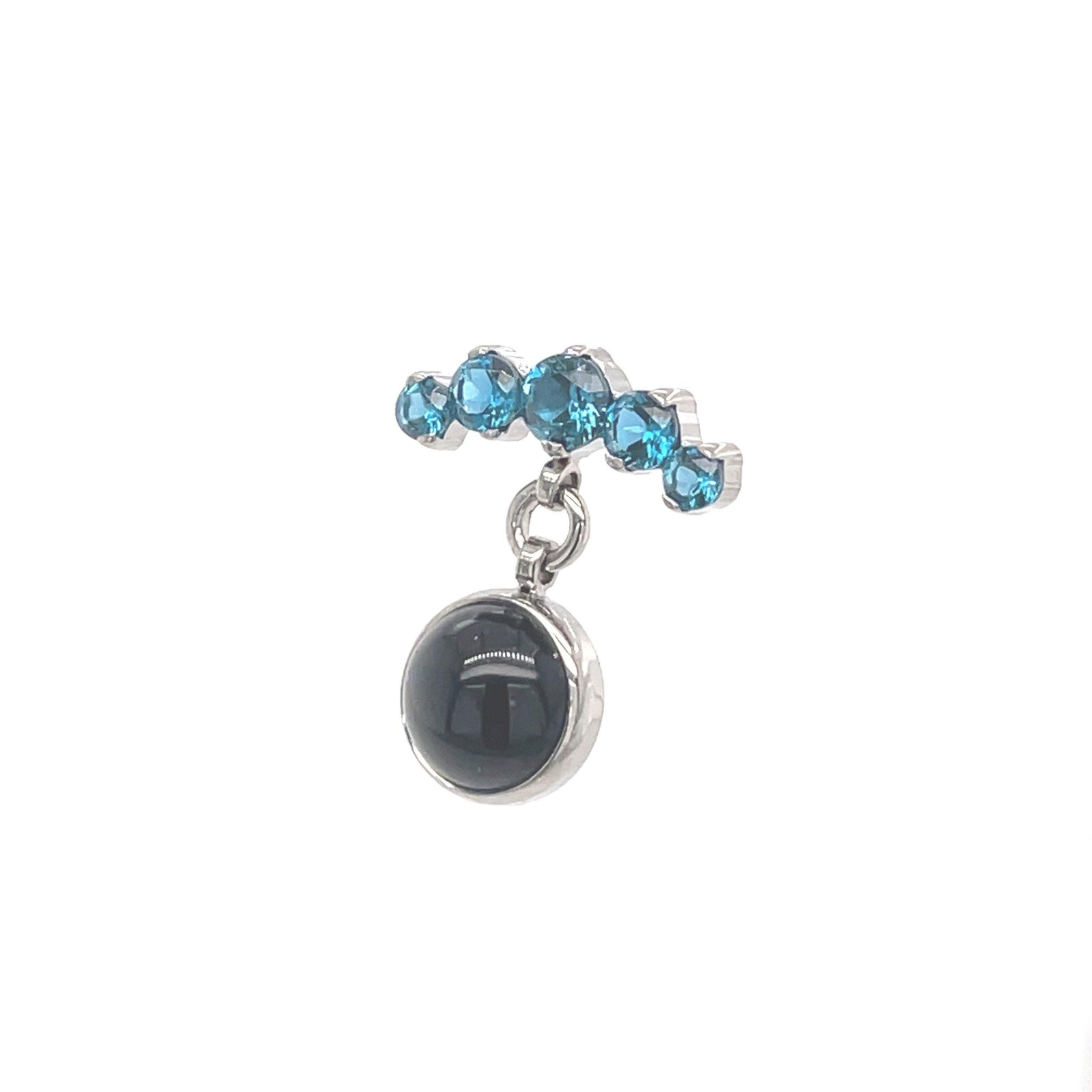 Industrial Strength Prium & Black Onyx Gem Dangle End - Isha Body Jewellery